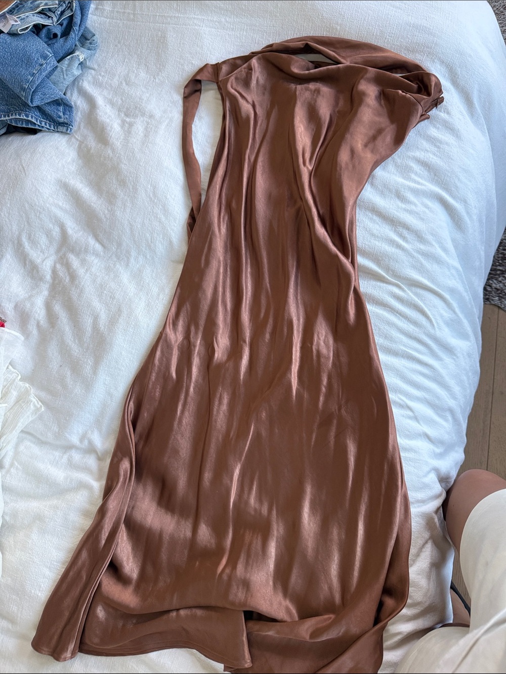 Princess Polly Satin Slip Dress in Chocolate Brown